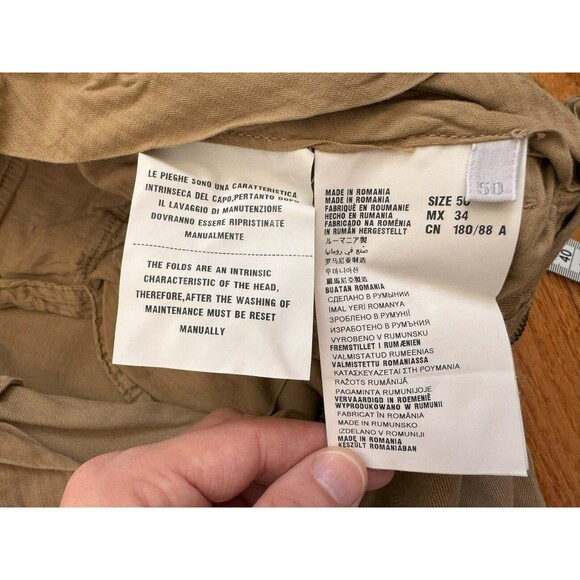 Prada Mens 34 (50) Brown Khaki Tight Fit Flat Front Canvas Straight Pants Chino - Picture 8 of 15